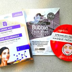 3 Kinds of Sheet Masks (3 Masks) Aloe Vera Hyaluronic Acid Tea Tree Oil Berry